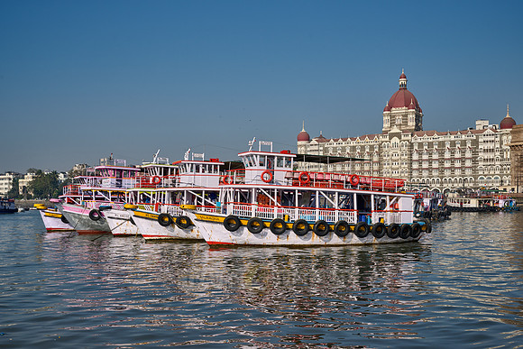 famous Taj Mahal Palace hotel at the harbour of Mumbai