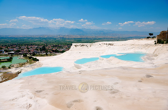 blue pools of Pamukkale travertine terraces