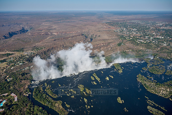 Aerial view from a helicopter of Victoria Falls