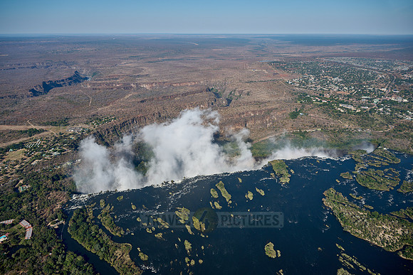 Aerial view from a helicopter of Victoria Falls