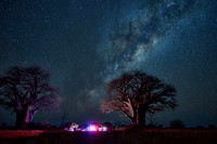 Night shot with Milky Way and Baobabs and camper at Baines Campsite 2
