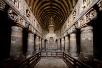 interior shot of Ajanta caves, cave 19