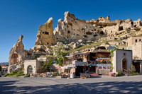 underground dwellings at rock wall of Cavusin