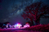 Night shot with Milky Way and Baobabs and camper at Baines Campsite 2