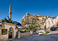 underground dwellings at rock wall of Cavusin