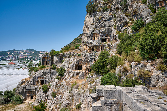 Lycian rock tombs in a rock face of Myra Ancient City