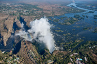 Aerial view from a helicopter of Victoria Falls