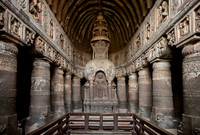 interior shot of Ajanta caves, cave 19