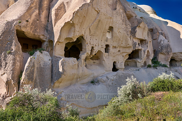 cave dwellings in landscape of Rose Valley Goreme