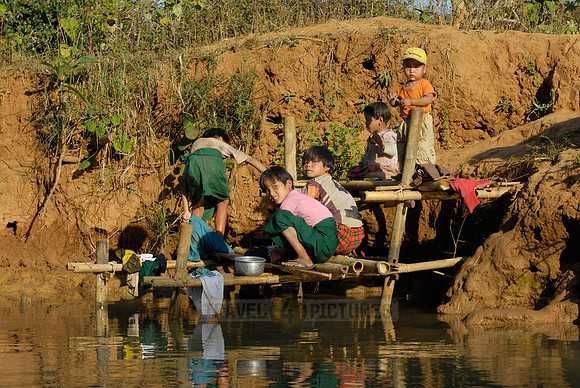 locals washing in lake