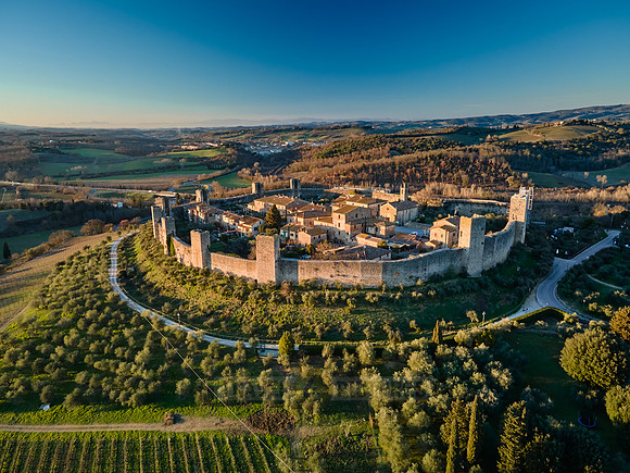 Aerial view of medieval town Monteriggioni