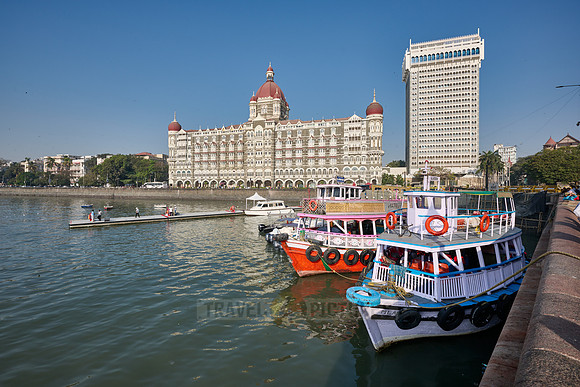 famous Taj Mahal Palace hotel at the harbour of Mumbai
