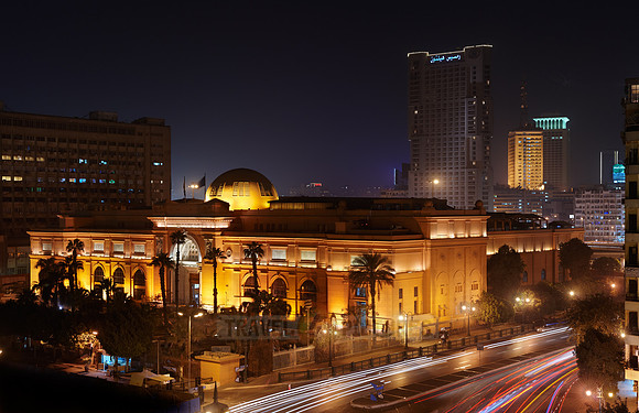 night shot of Egytian Museum