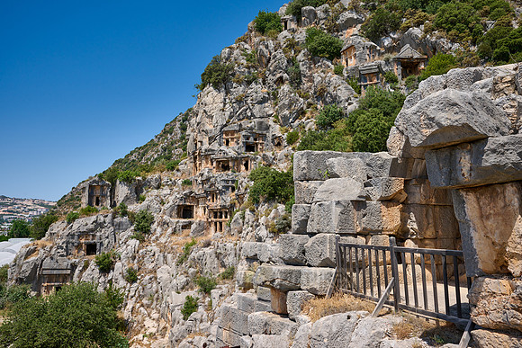 Lycian rock tombs in a rock face of Myra Ancient City