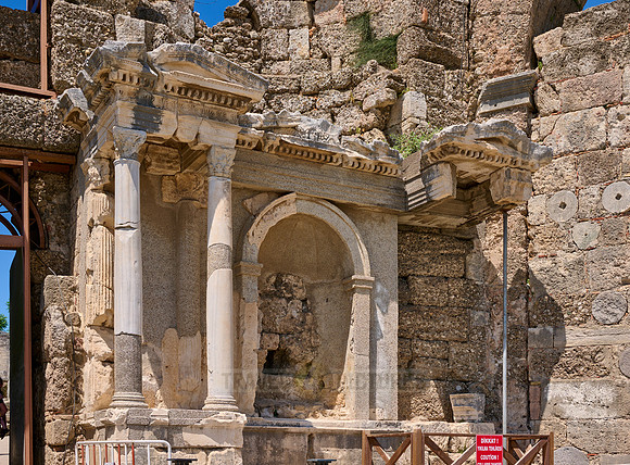 Vespasian Fountain in ruins of the Roman city of Side