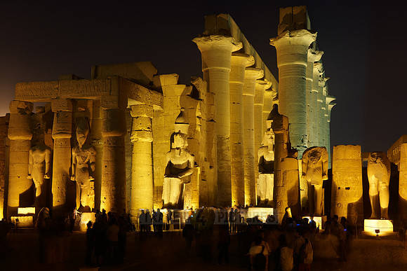 night shot Peristyle Courtyard of Ramesses II inside Temple