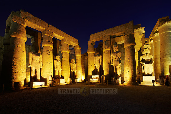 night shot Peristyle Courtyard of Ramesses II inside Temple
