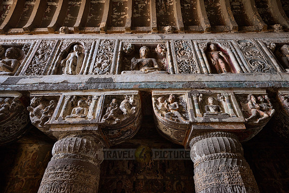 interior shot of Ajanta caves, cave 19
