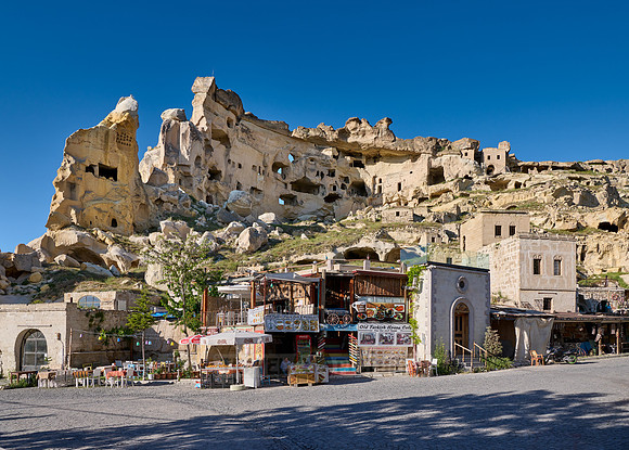 underground dwellings at rock wall of Cavusin