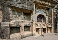 Ajanta caves, facade of cave 9