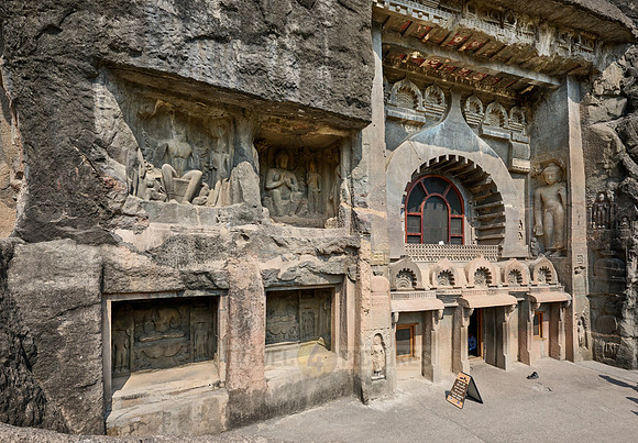 Ajanta caves, facade of cave 9