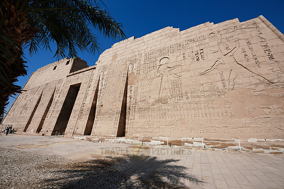 first pylon inside Mortuary Temple of Ramesses III