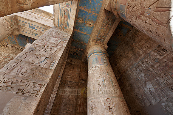 colorful columns and bas-relief of western colonnade inside second yard