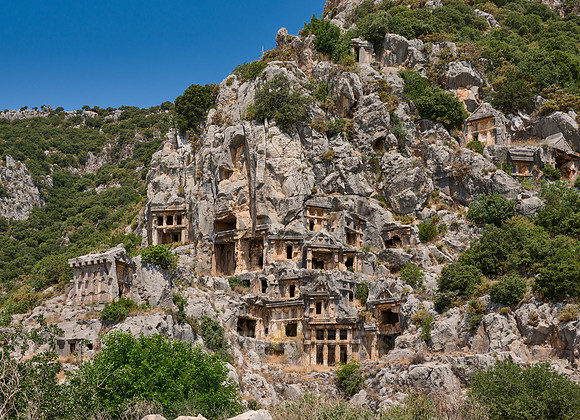 Lycian rock tombs in a rock face of Myra Ancient City