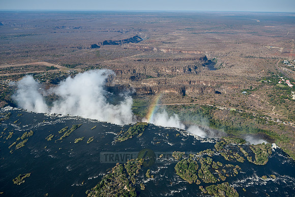 Aerial view from a helicopter of Victoria Falls