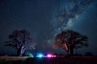 Night shot with Milky Way and Baobabs and camper at Baines Campsite 2