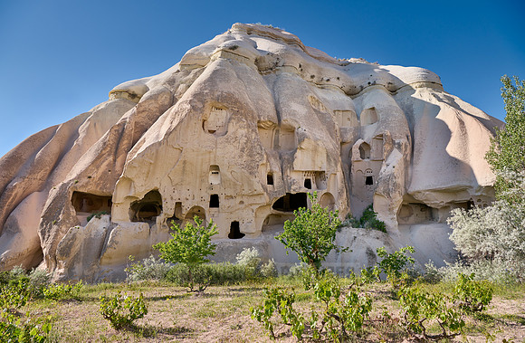 cave dwellings in landscape of Rose Valley Goreme