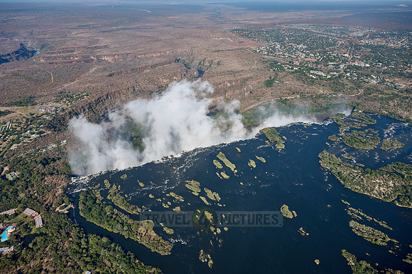 Aerial view from a helicopter of Victoria Falls