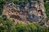 Lycian rock tombs in a rock face of Dalyan