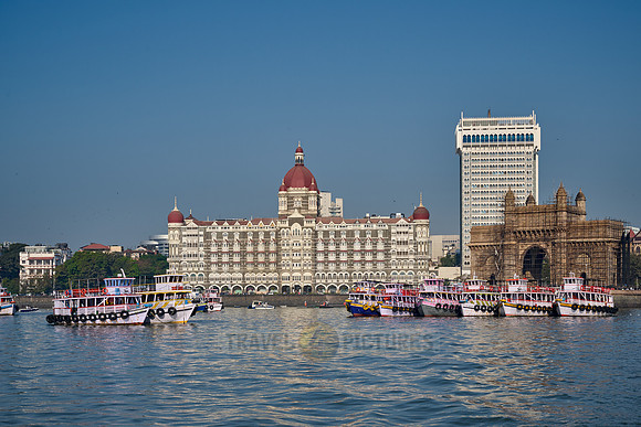 famous Taj Mahal Palace hotel at the harbour of Mumbai