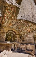 Egritas church with collapsed front wall showing frescos, Ihlara valley