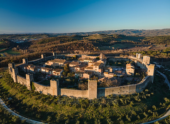 Aerial view of medieval town Monteriggioni