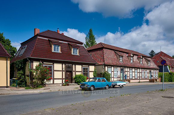 typical half-timbered house in Boitzenburg