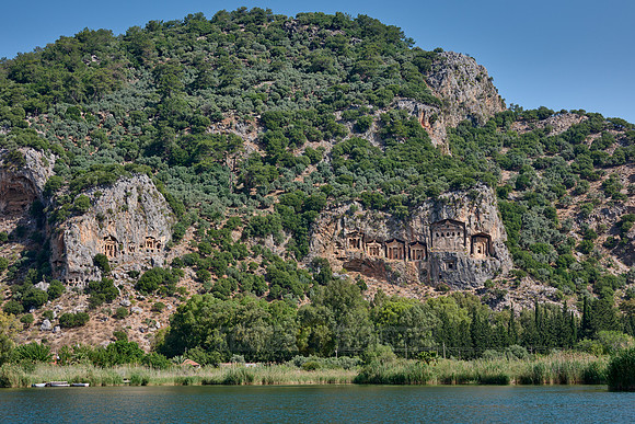 Lycian rock tombs in a rock face of Dalyan