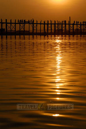 sunset over U Bein Bridge of Mandalay