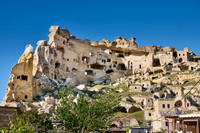 underground dwellings at rock wall of Cavusin