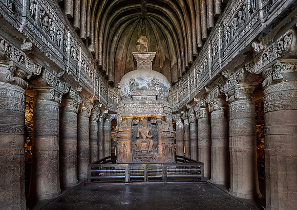 interior shot of Cave No. 26 of Ajanta caves