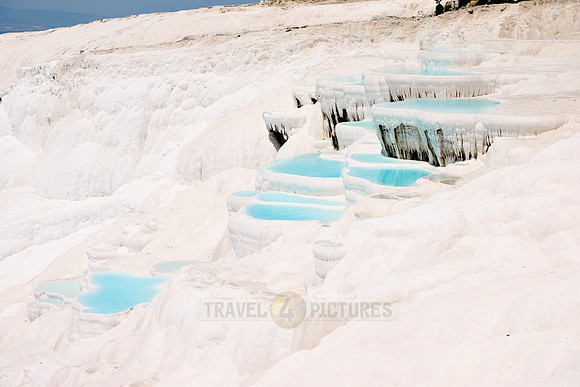 blue pools of Pamukkale travertine terraces