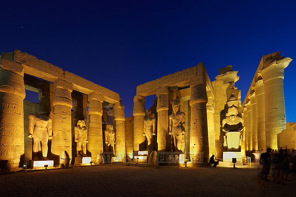 night shot Peristyle Courtyard of Ramesses II inside Temple