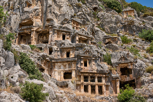Lycian rock tombs in a rock face of Myra Ancient City