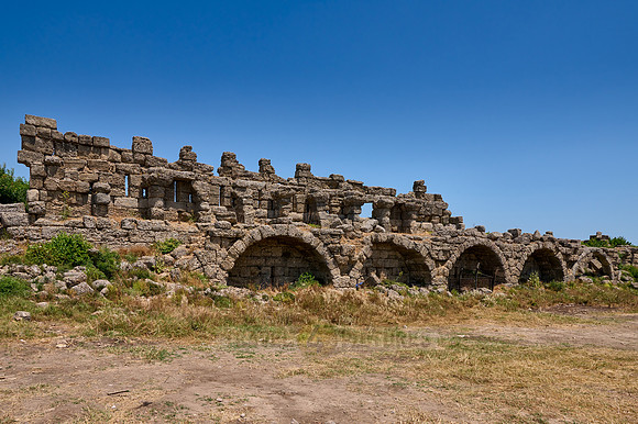 inland city wall in ruins of the Roman city of Side