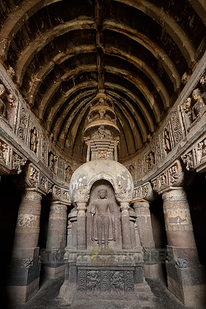 interior shot of Ajanta caves, cave 19