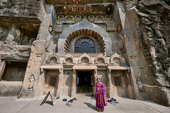 Ajanta caves, facade of cave 9