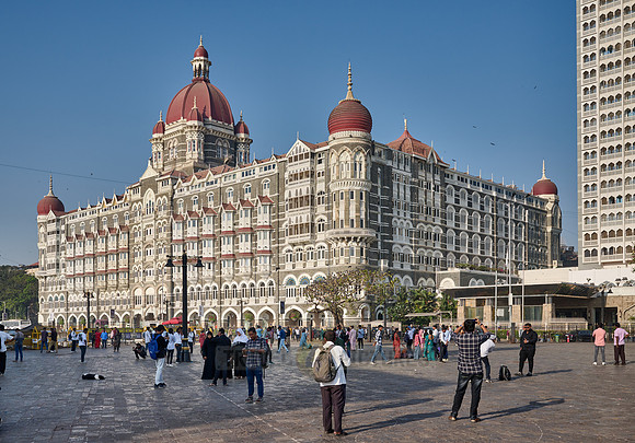 the famous Taj Mahal Palace hotel at the harbour of Mumbai