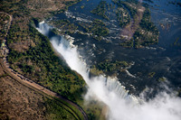 Aerial view from a helicopter of Victoria Falls
