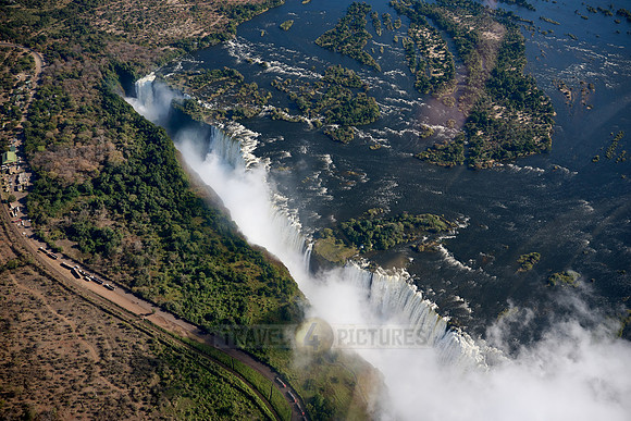 Aerial view from a helicopter of Victoria Falls
